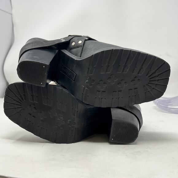 Sixtyseven Double Strap Clog Heels Black Leather Platform Women's 38 US 7.5 - Picture 9 of 12